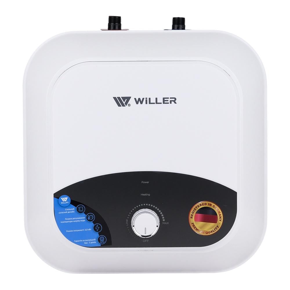 Водонагреватель электрический Willer PUL10R Elf 10 л 2000 Вт мокрый ТЭН 75°C White