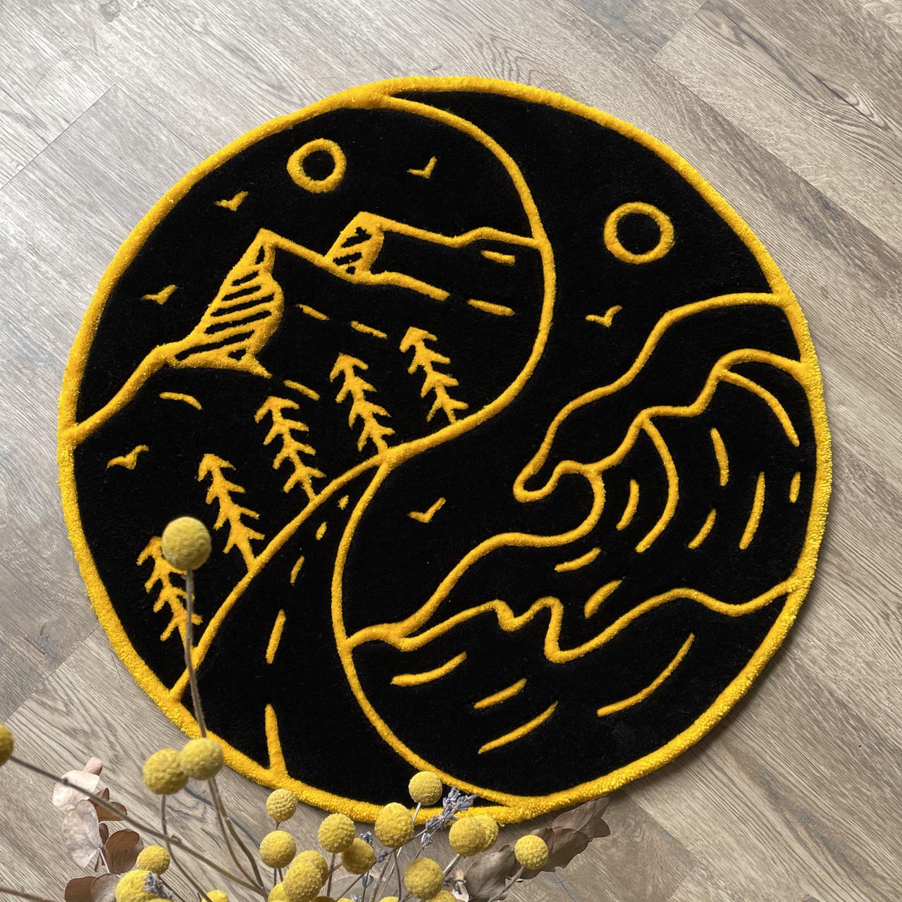 Килим ручної роботи Гори та море 130х130 см