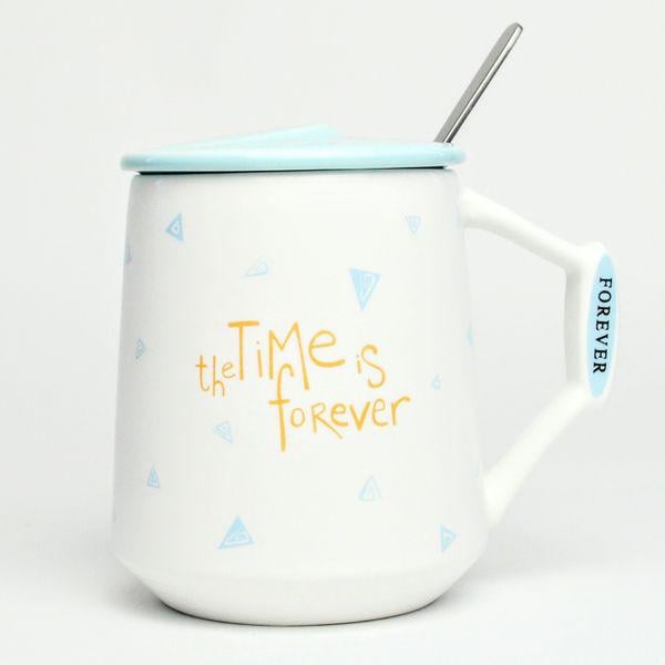 Кружка с крышкой Bonadi Time Is Forever фарфоровая с ложкой 440 мл (927-203)