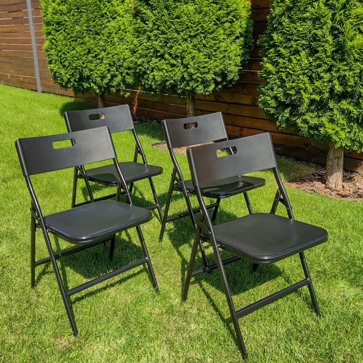 Стіл і 4 стільця складані Чорний (SW-00001541) - фото 6