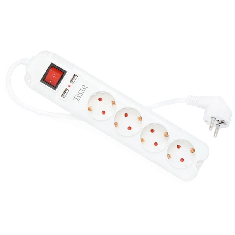 Фильтр сетевой Tecro SF-USB-4-2 удлинитель 2 м 4 розетки White (36226827) Фильтр сетевой Tecro SF-USB-4-2 удлинитель 2 м 4 розетки White (36226827)