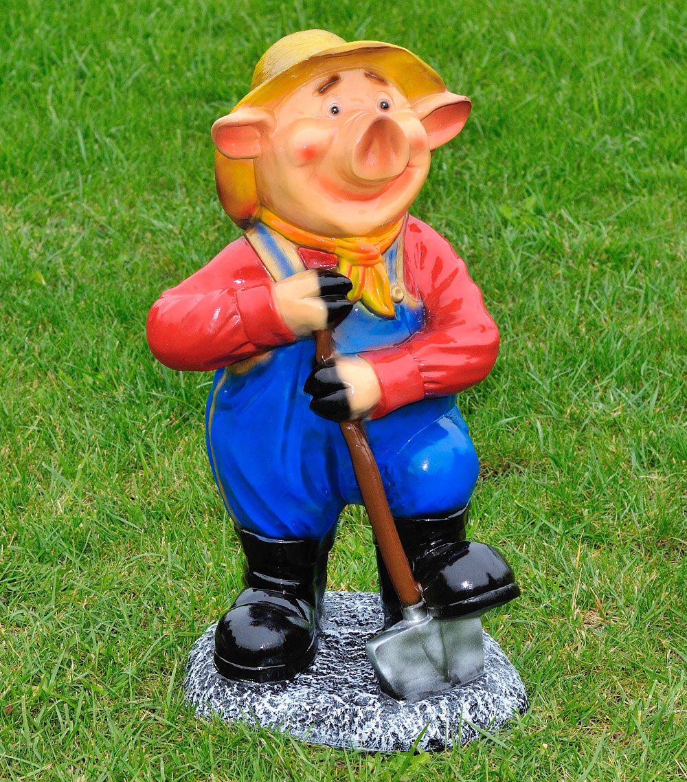 Садовая фигура Свинья с лопатой 78 см (300)