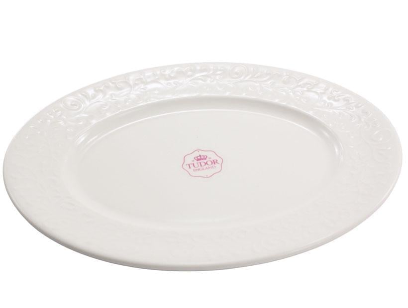 Блюдо овальное фарфоровое TUDOR Лоза 25 см Белый (TU3544-2)