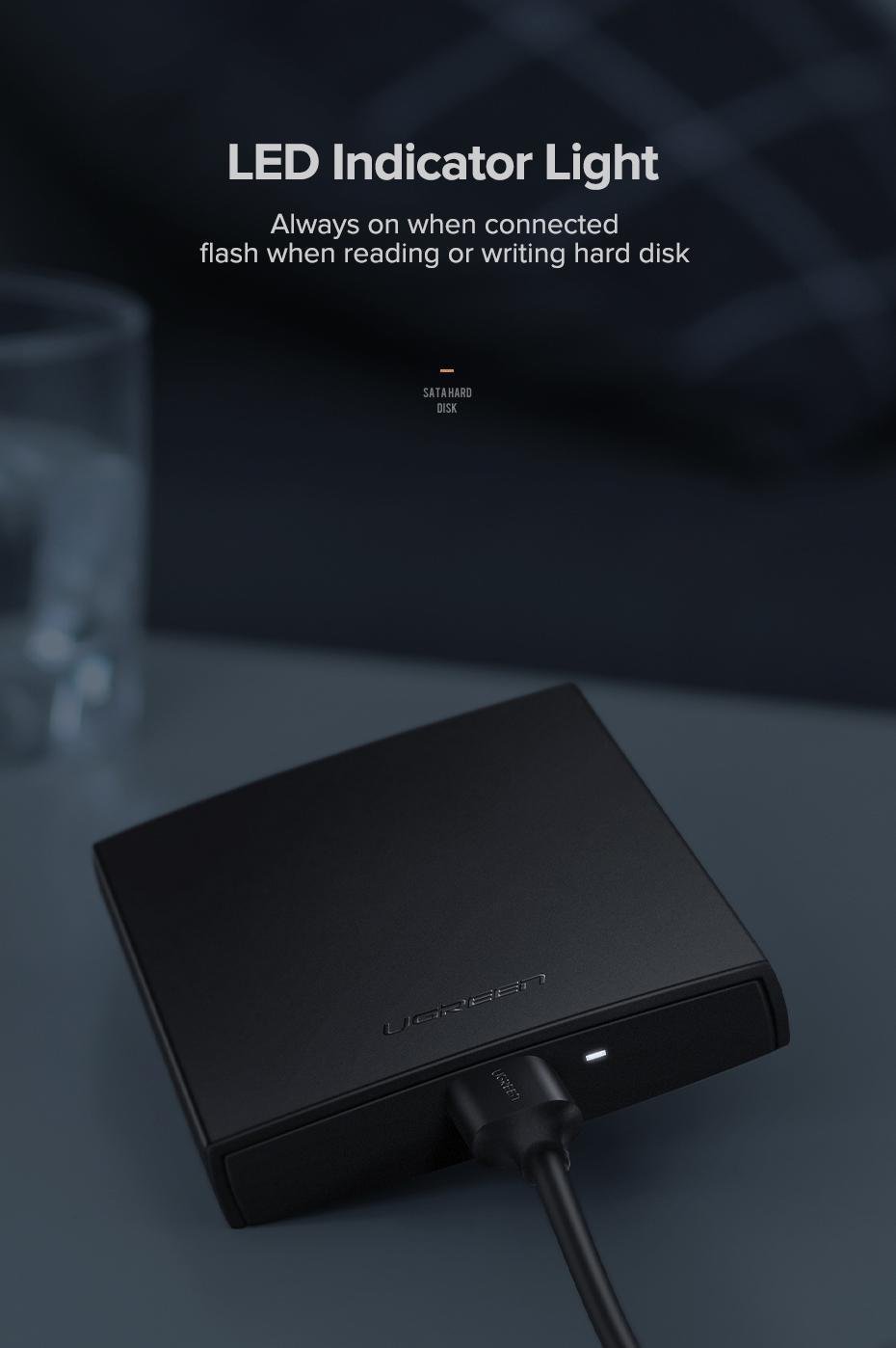 Корпус зовнішній для HDD SSD UGREEN 2.5" SATA III USB 3.0/5 Гбіт/с до 6 ТБ з кабелем Чорний (60353) - фото 22