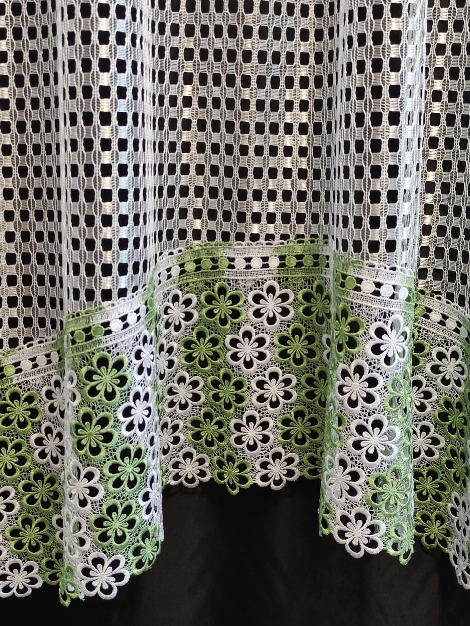 Занавеска Аркой с кружевом 280x180 Белый с зеленым (а30бзеленый01) - фото 2 Занавеска Аркой с кружевом 280x180 Белый с зеленым (а30бзеленый01) - фото 2