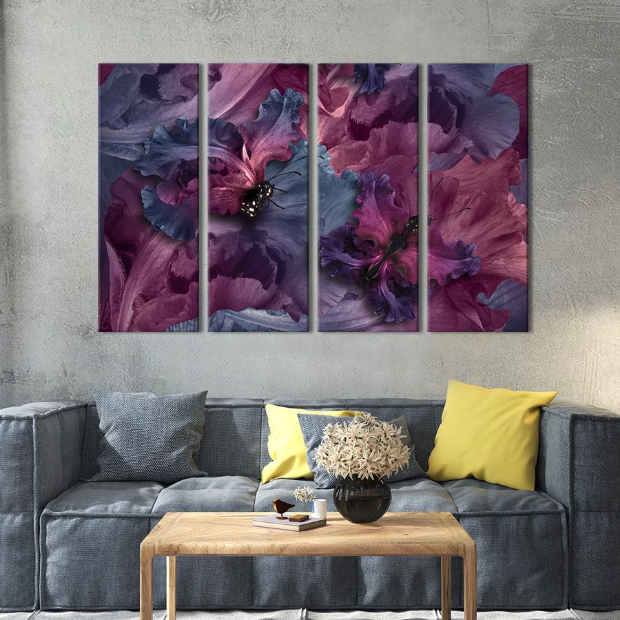 Картина на холсте Волшебные цветы и бабочки 89x53 см (887-41)