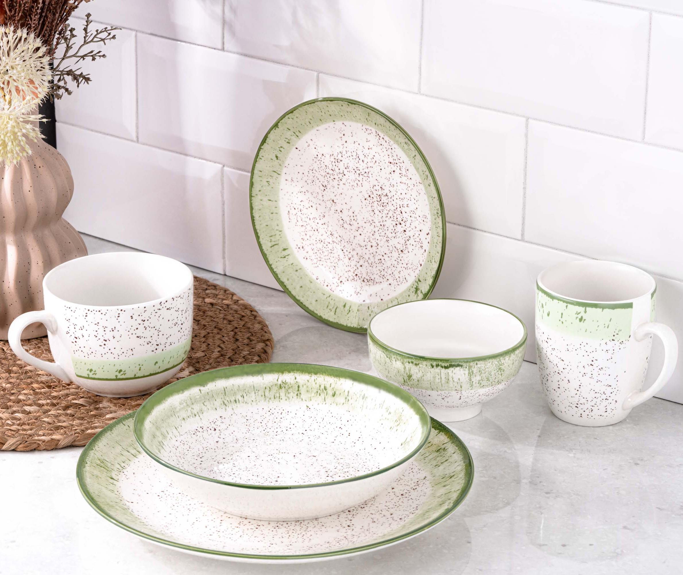 Столовый сервиз Ardesto Siena 3 предмета 1 персона фарфор Бело-зеленый - фото 13