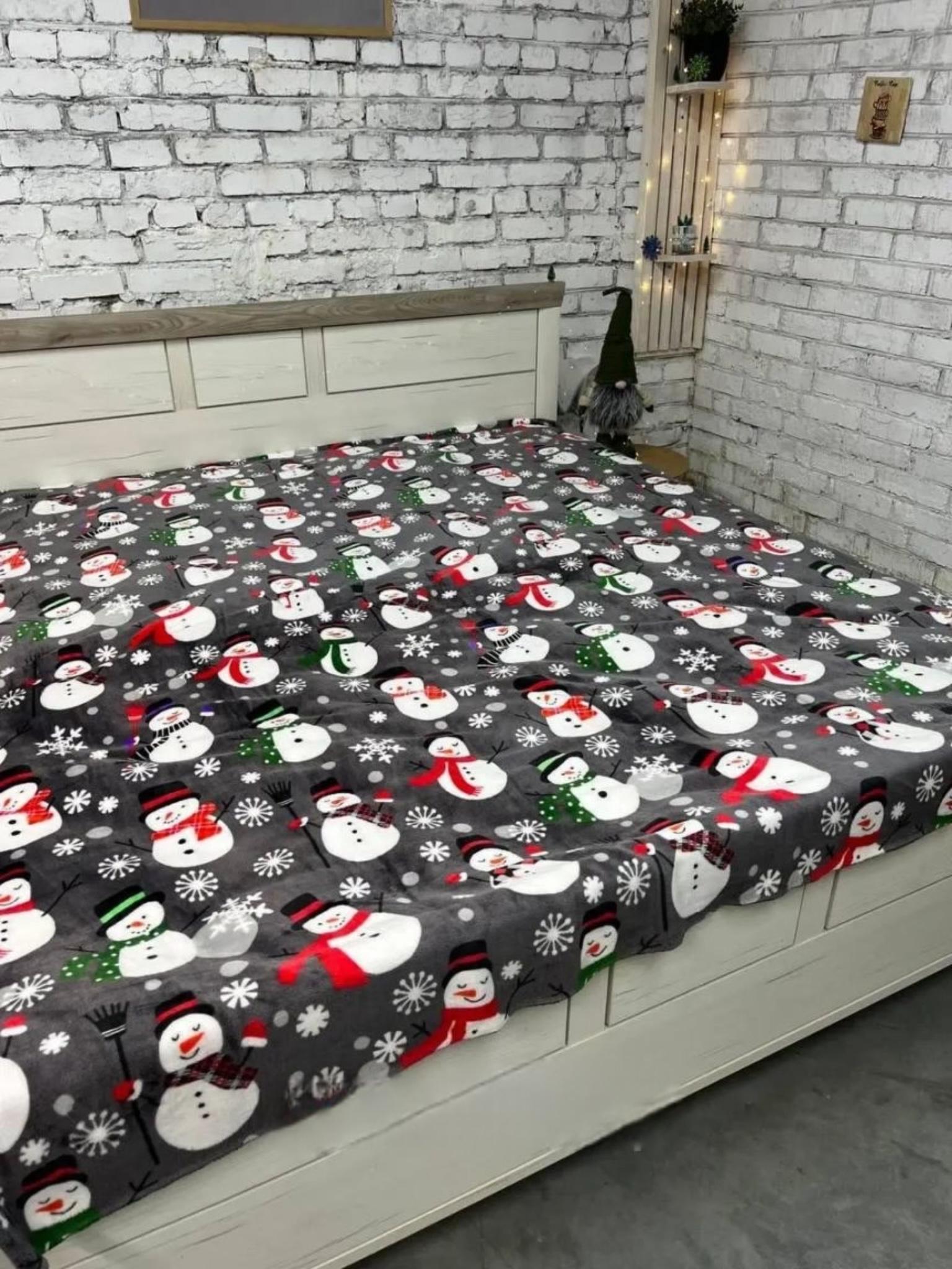 Плед зі сніговиками теплий новорічний 200х215 см Графітовий (2342409560) - фото 2 Плед зі сніговиками теплий новорічний 200х215 см Графітовий (2342409560) - фото 2