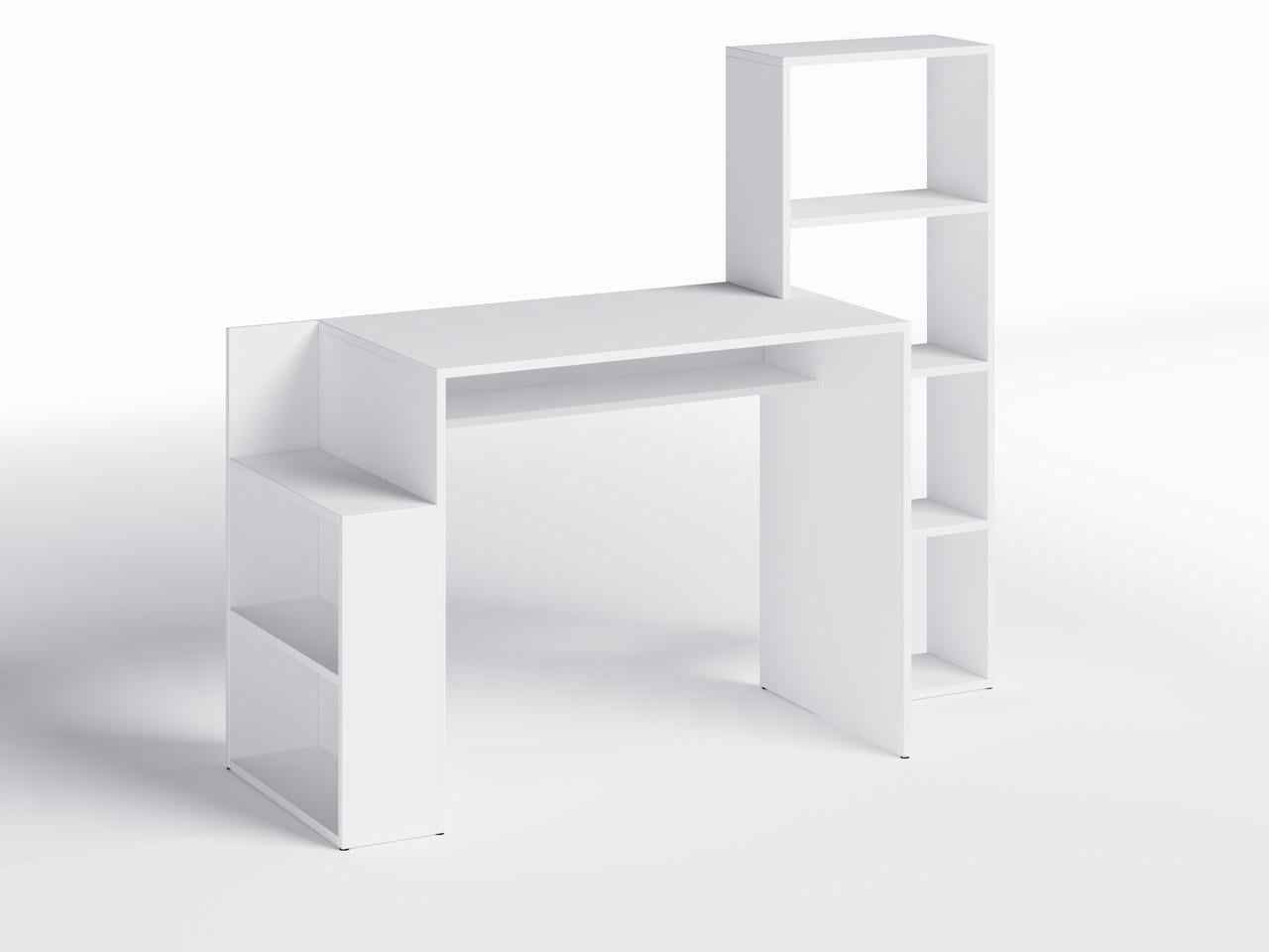 Письмовий стіл з полицями 144x121,4x50 см Білий (ST-0025)