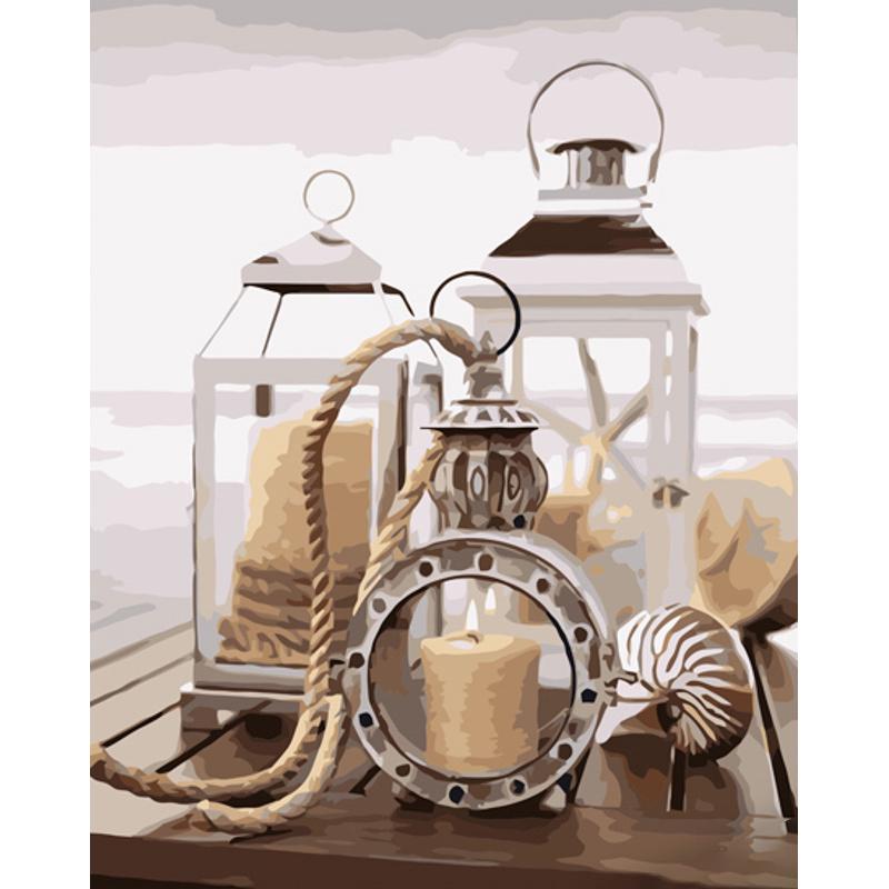 Картина по номерам Strateg Премиум Свечи и фонари 40х50 см (GS1218)