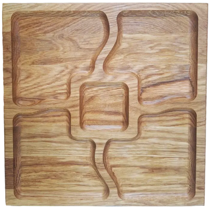 Менажница дубовая квадратная с секциями 30х30 см. (26424)