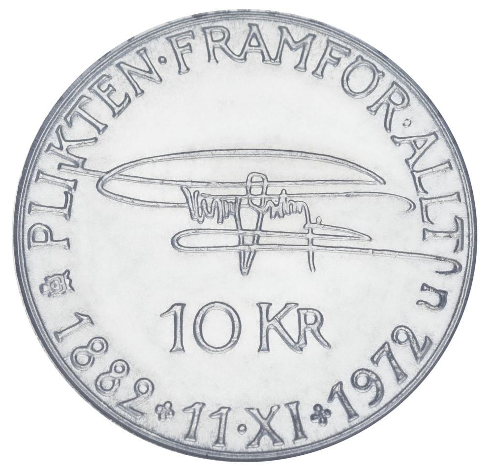 Коллекционная монета Швеция 10 крон 1972 Серебро F-VF 90 years since the birthday of Gustav VI Adolf (М18940)