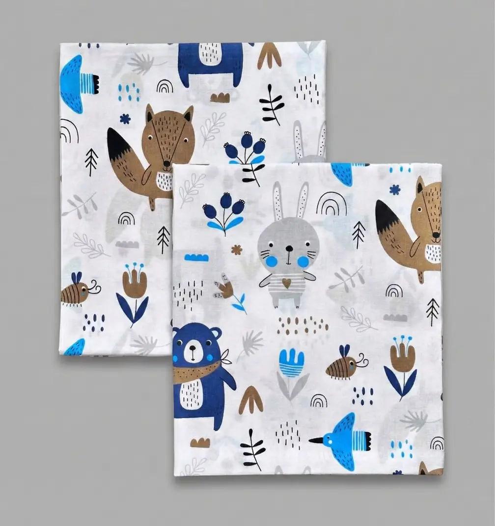 Пеленка детская BST из натуральной хлопковой ткани 2 шт. 90х80 см Белый/Синий (2166769720)