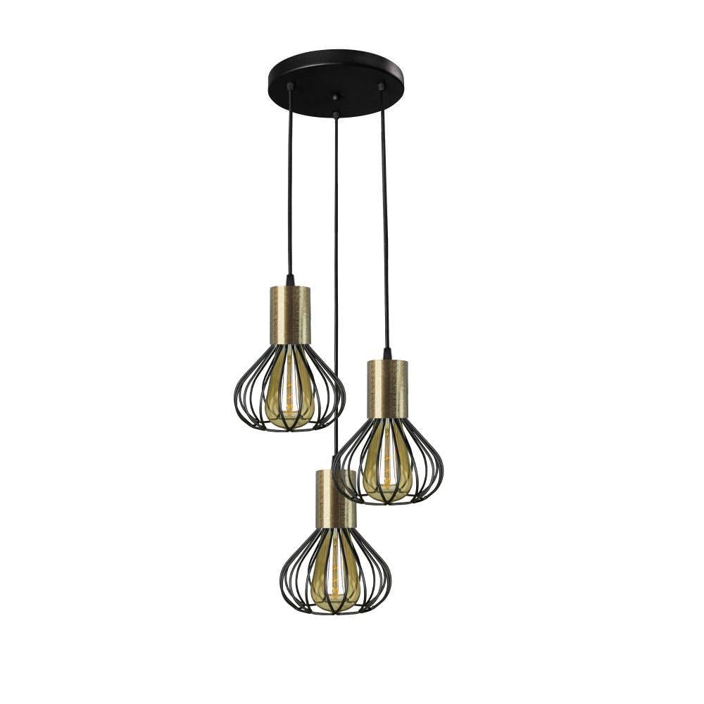 Светильник лофт MSK Electric Lotus подвесной на три плафона с бронзовым патроном NL 1415-3R BK+BN