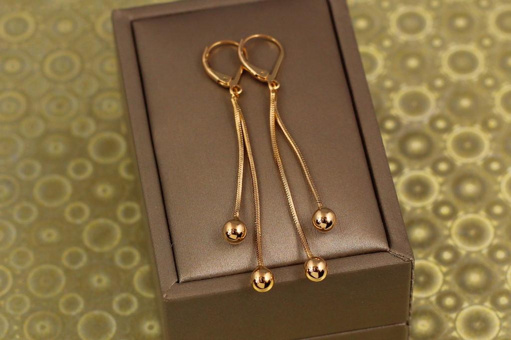 Серьги подвески Xuping Jewelry два шарика 6 см Золотистый (2062824275)