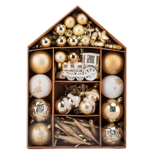 Набор игрушек новогодних Золотые мгновения 9125-005 из пластика 70 шт. Золотисто-белый (124-81-9125-005) Набор игрушек новогодних Золотые мгновения 9125-005 из пластика 70 шт. Золотисто-белый (124-81-9125-005)