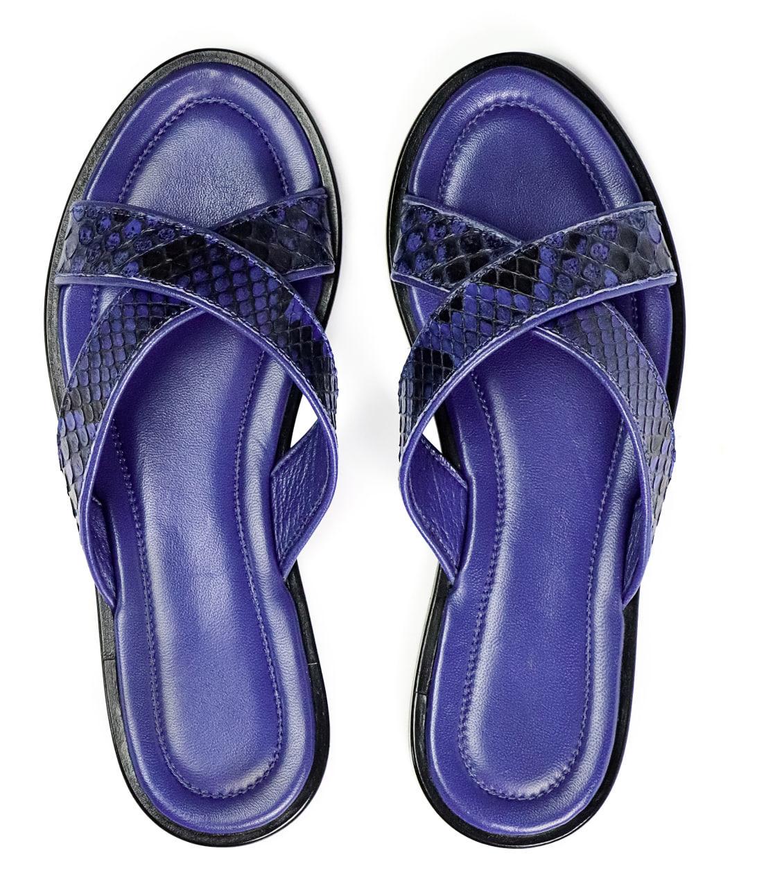 Шлепанцы женские из натуральной кожи р, 38 Синий,