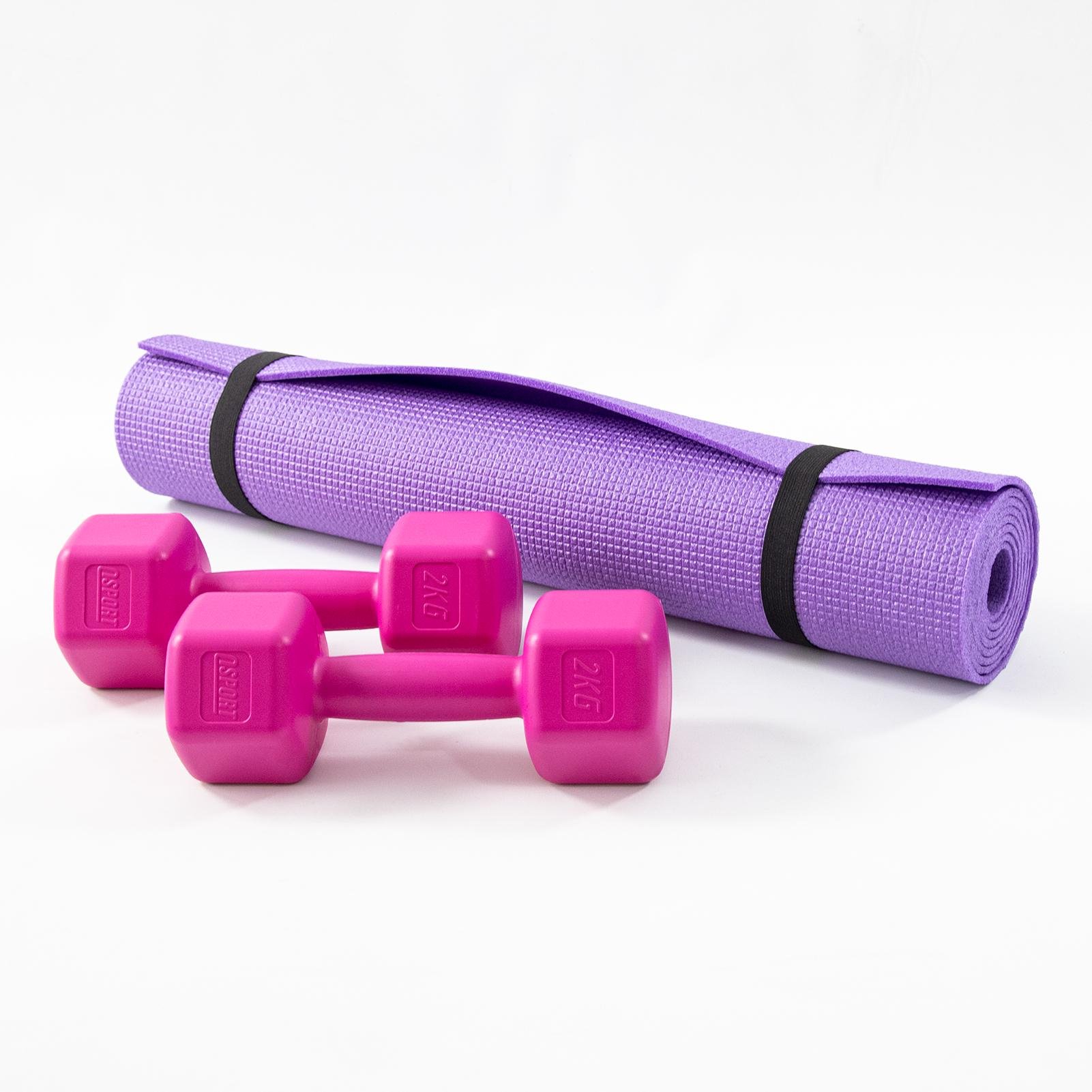Килимок для йоги та фітнесу та гантелі для фітнесу 2 шт. по 2кг Osport Set 82 Фіолетово-рожевий (n-0112) - фото 5 Килимок для йоги та фітнесу та гантелі для фітнесу 2 шт. по 2кг Osport Set 82 Фіолетово-рожевий (n-0112) - фото 5