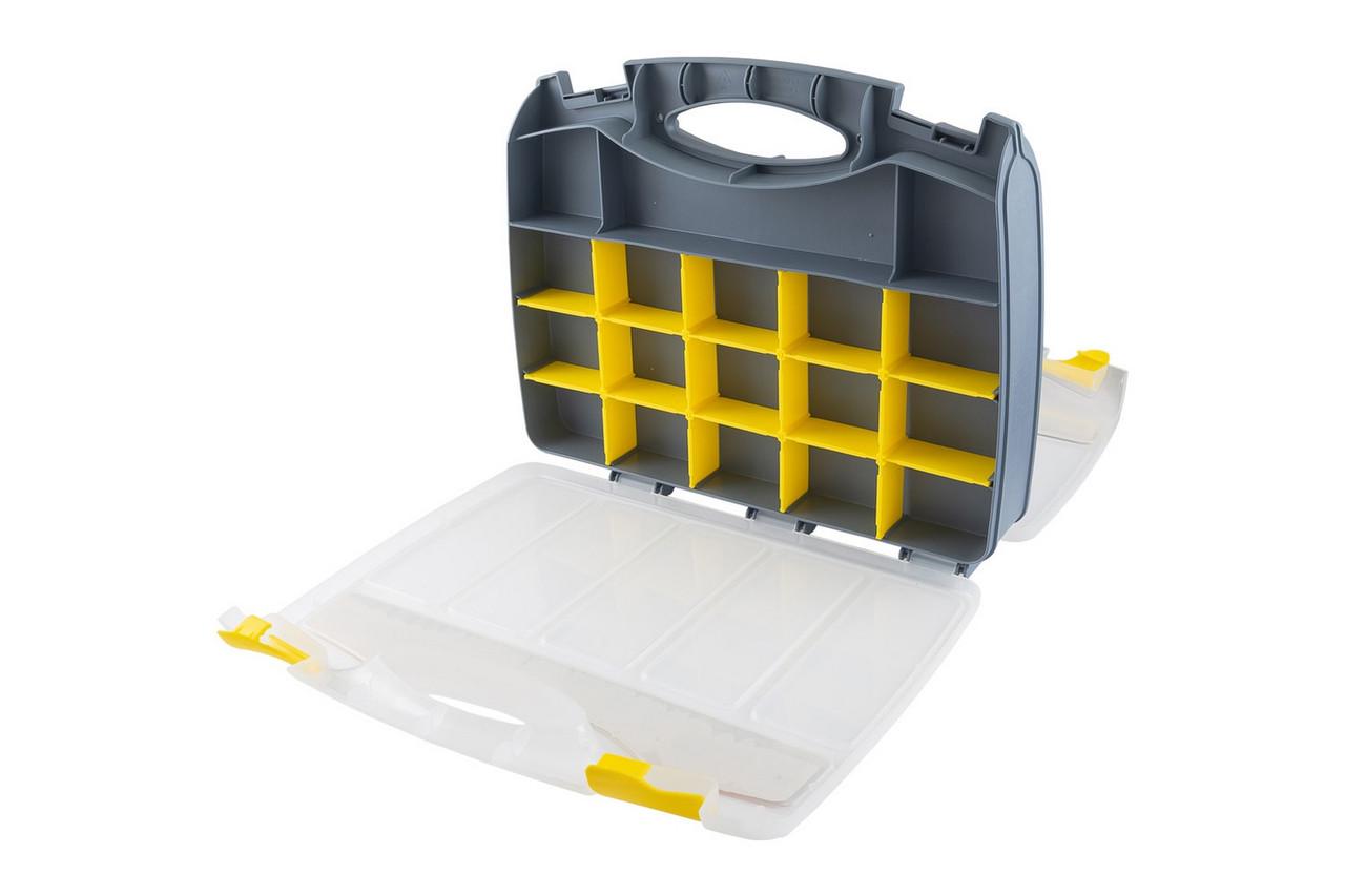 Органайзер двосторонній з ручкою 15" 370х300х80 мм 15 секцій/10 лотків - фото 6