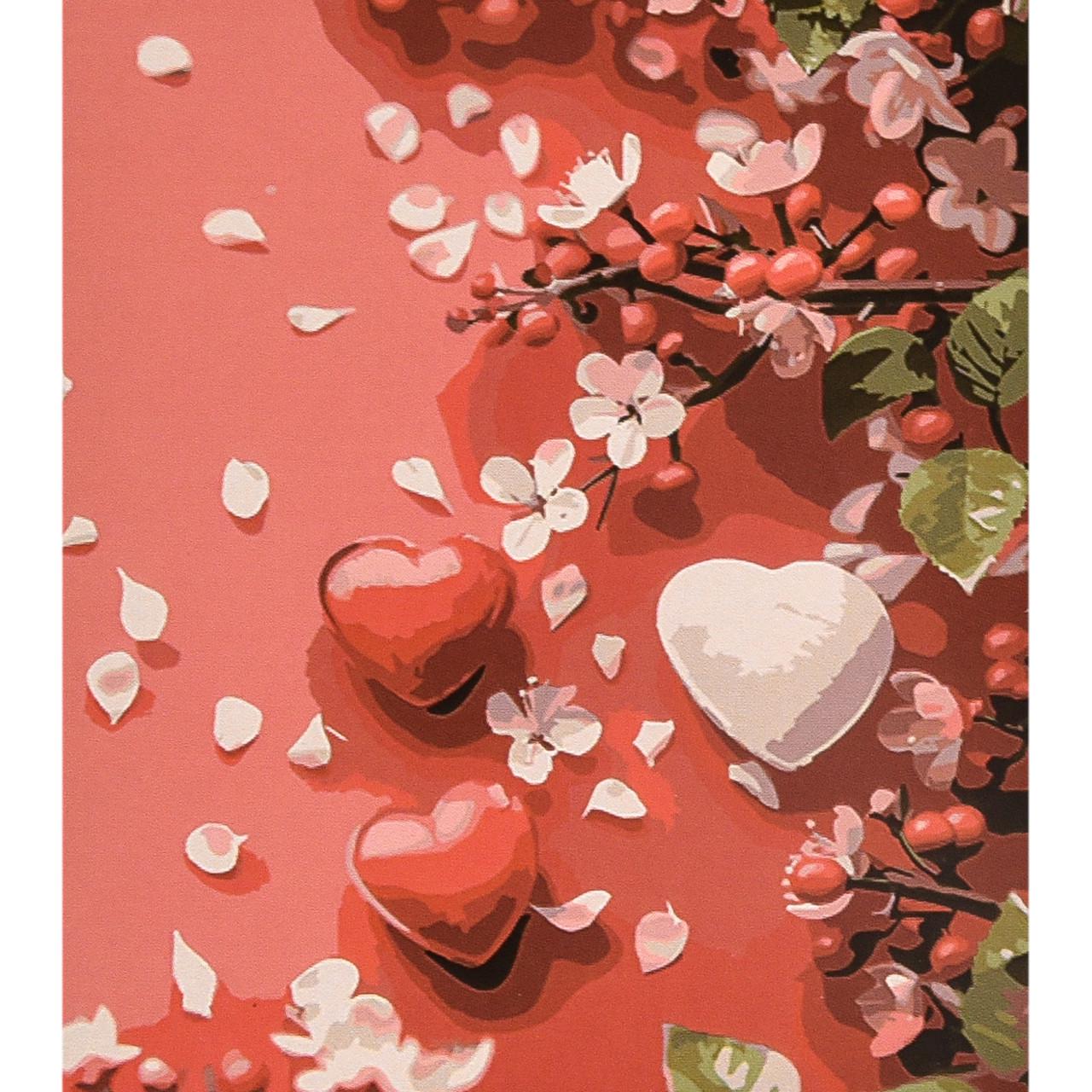 Картина по номерам Strateg Премиум В красном цвете с лаком и уровнем 40х50 см (VA-4658)