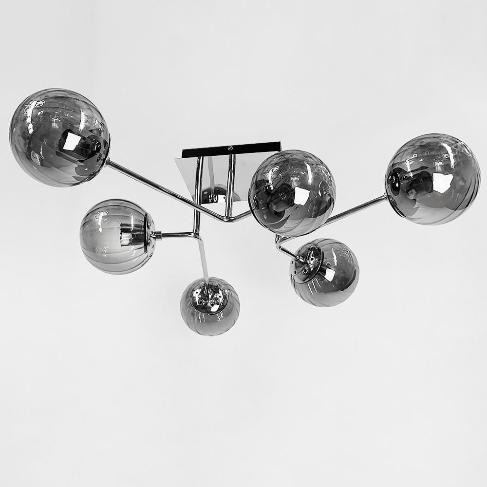 Люстра сучасна стельова на 6 графітових плафонів Хром (2693/6 CH+GR)