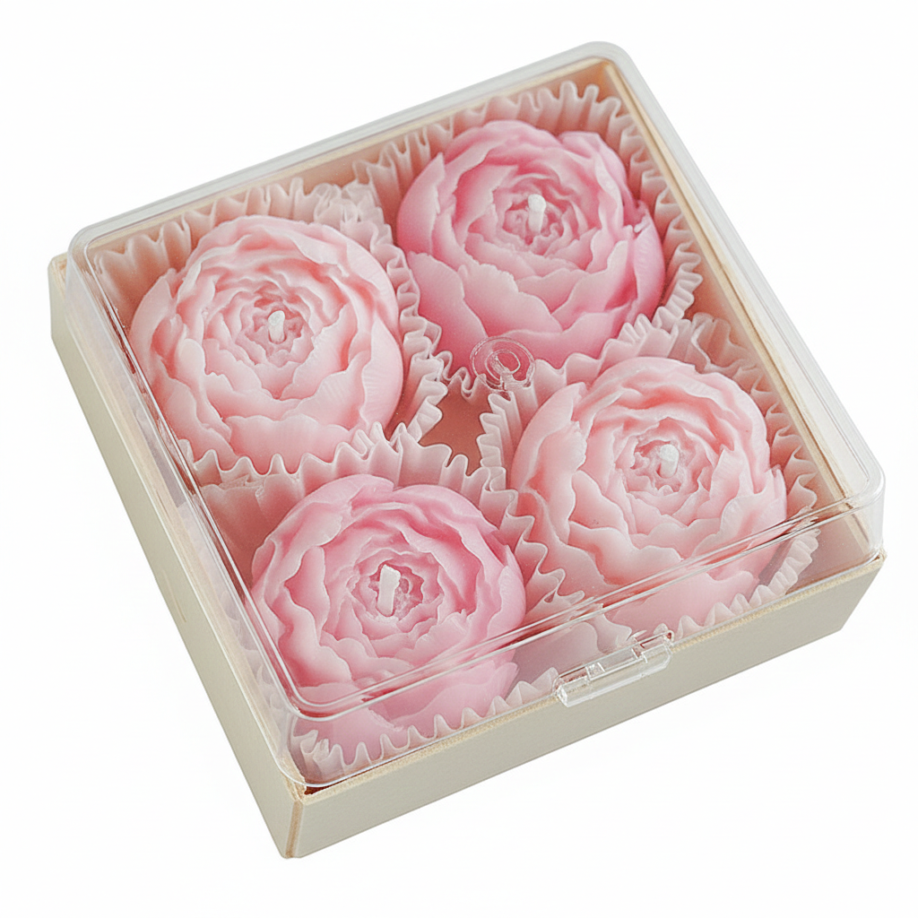 Набор аромасвечек Цветки-пионы соевые ручной работы 4 шт. (32157081)