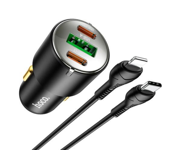 Устройство зарядное автомобильное Hoco NZ6 PD45W/QC3.0 2Type-C/1USB/3A/Type-C/Lightning Black