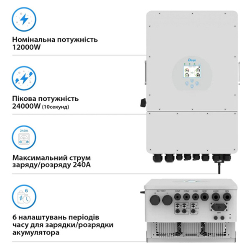 Інвентор гібридний безперебійного живлення Deye SUN-12K-SG04LP3-EU 12 кВт 3 фази - фото 7