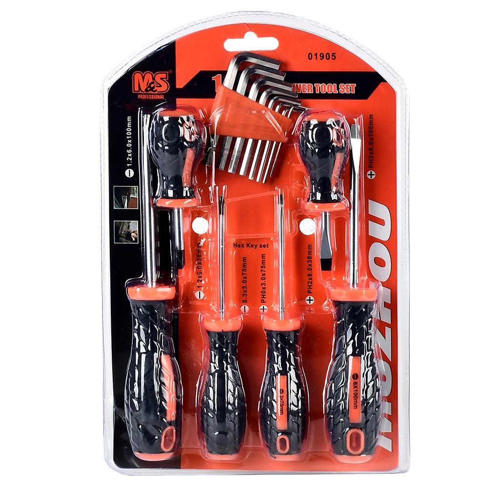 Набор инструментов M& S R32128 14 шт. 8 шестигранников и 6 отверток Черный с оранжевым (25173677)