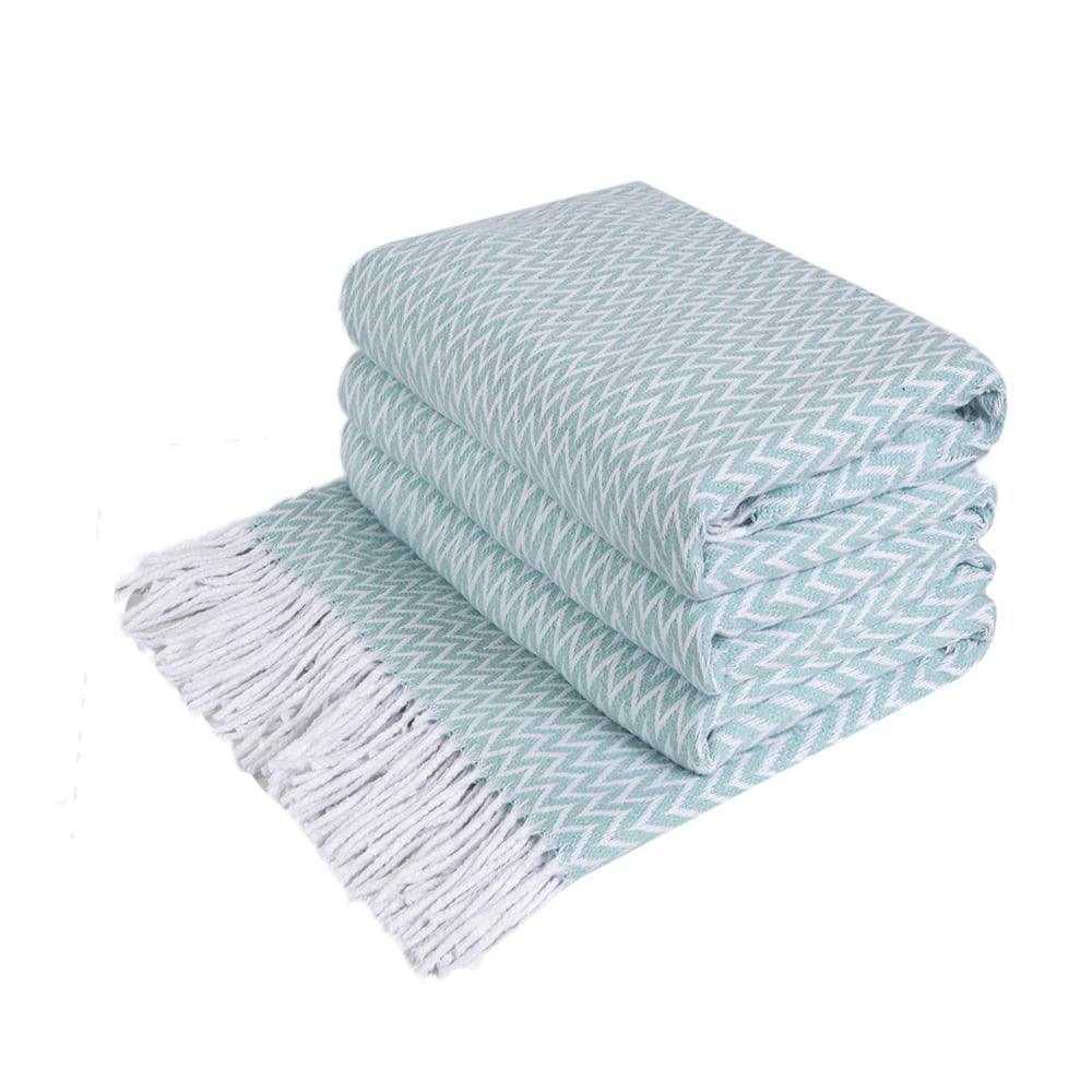 Плед хлопковый Love You Зиг-заг 140x200 Мята - фото 1