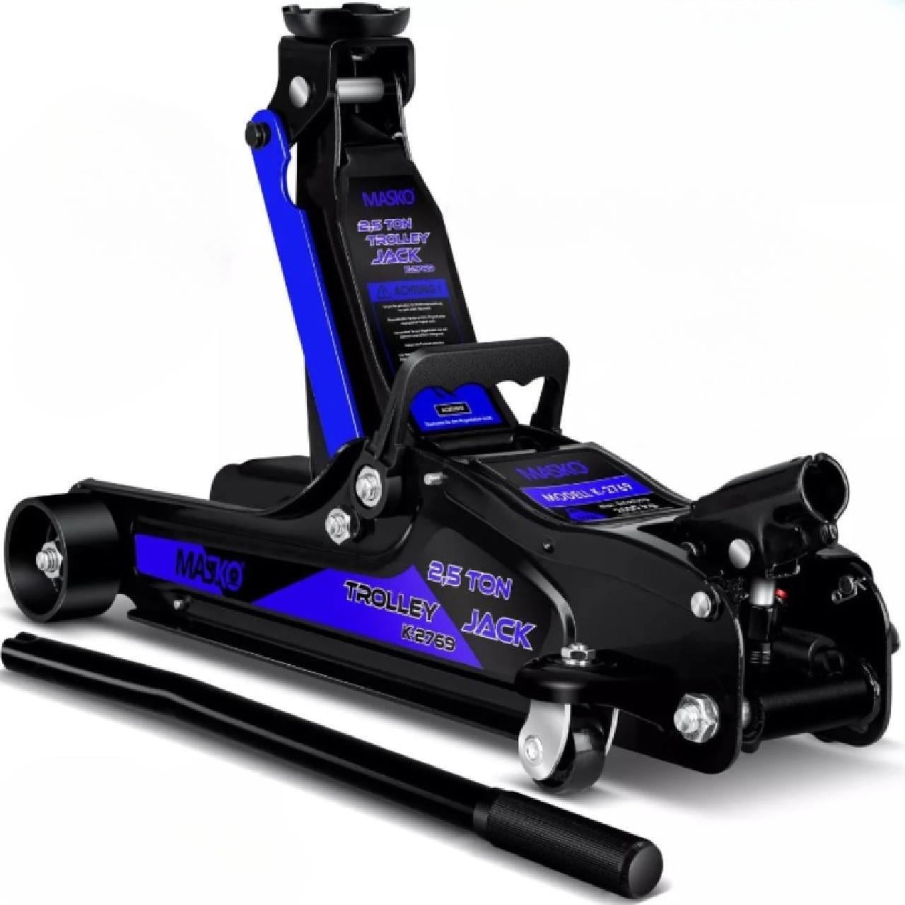 Домкрат гідравлічний автомобільний MASKO з маневровим домкратом 2,5 т Синій