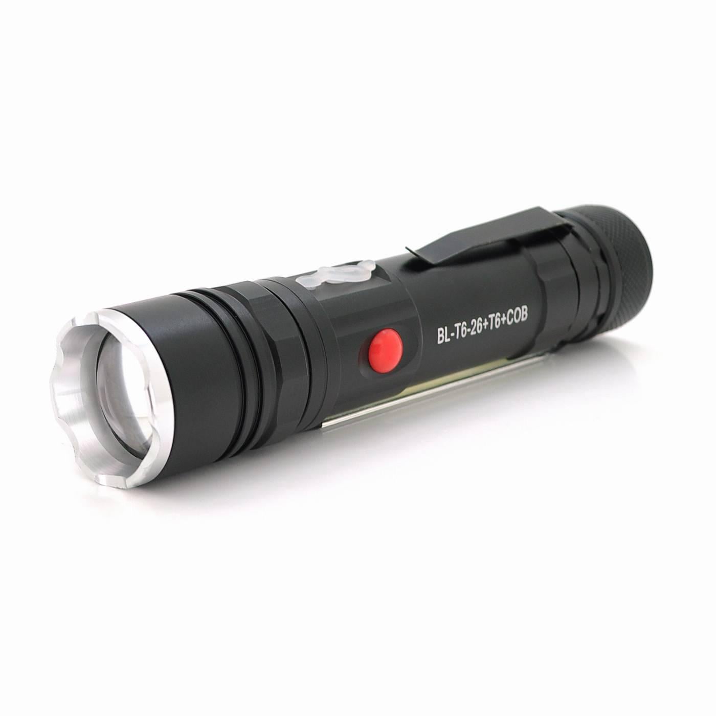 Ліхтарик Bailong BL-26/COB Zoom 3 режими алюміній компас акумулятор 18650 USB кабель магніт СЗУ (30045)