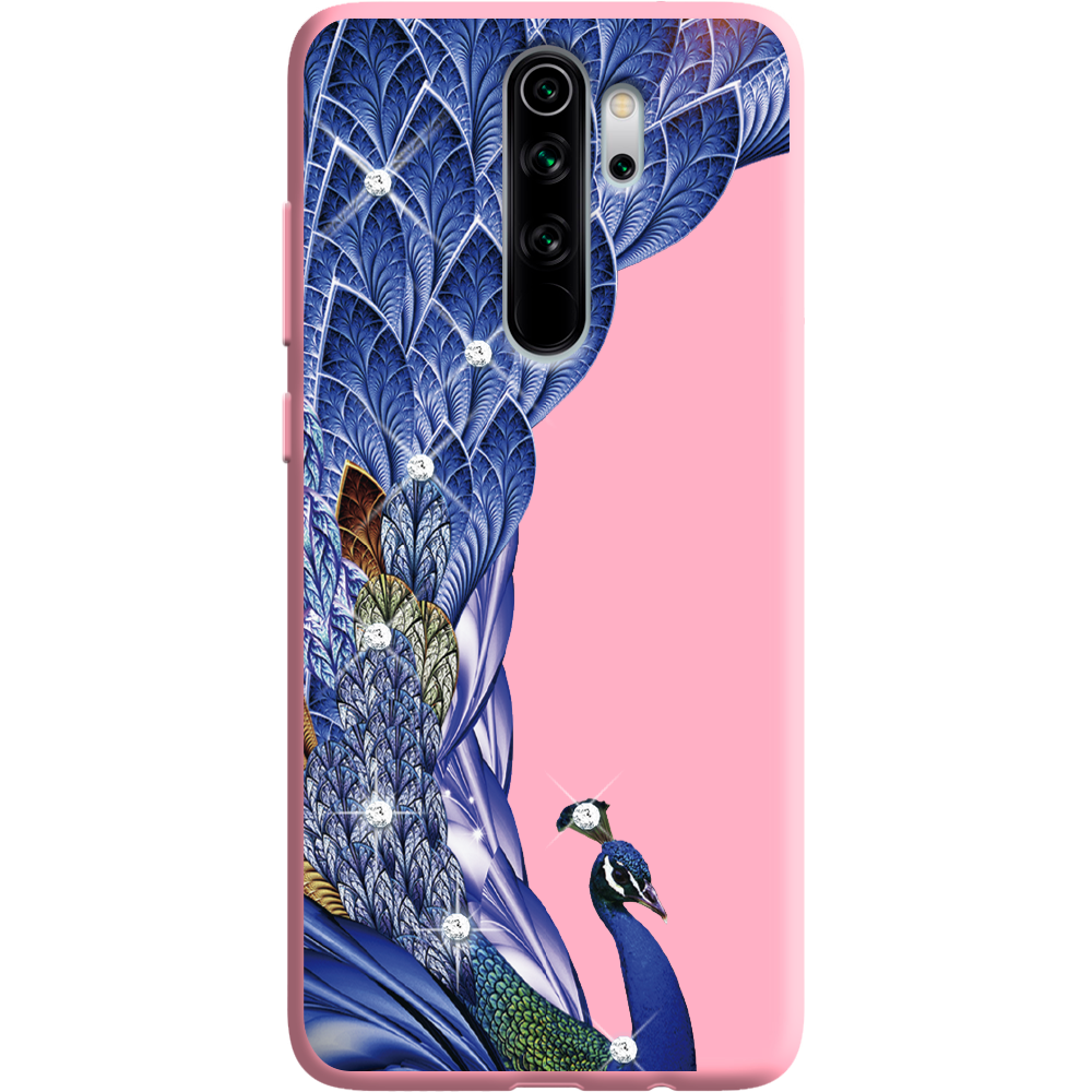 Чехол Boxface Xiaomi Redmi Note 8 Pro Павлин со стразами Розовый силикон (38222-rs7-38668)