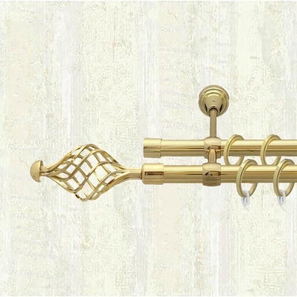 Карниз для штор Orvit Арезо двухрядный 19/19 мм 300 см Золото (000-6135)