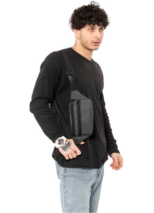 Поясна сумка чоловіча Sambag тканинна Сірий (1024031512)