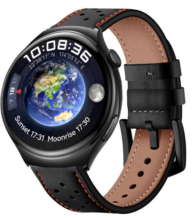 Ремешок кожаный Classico для Huawei Watch 4/4 Pro Black Orange (38600-54)