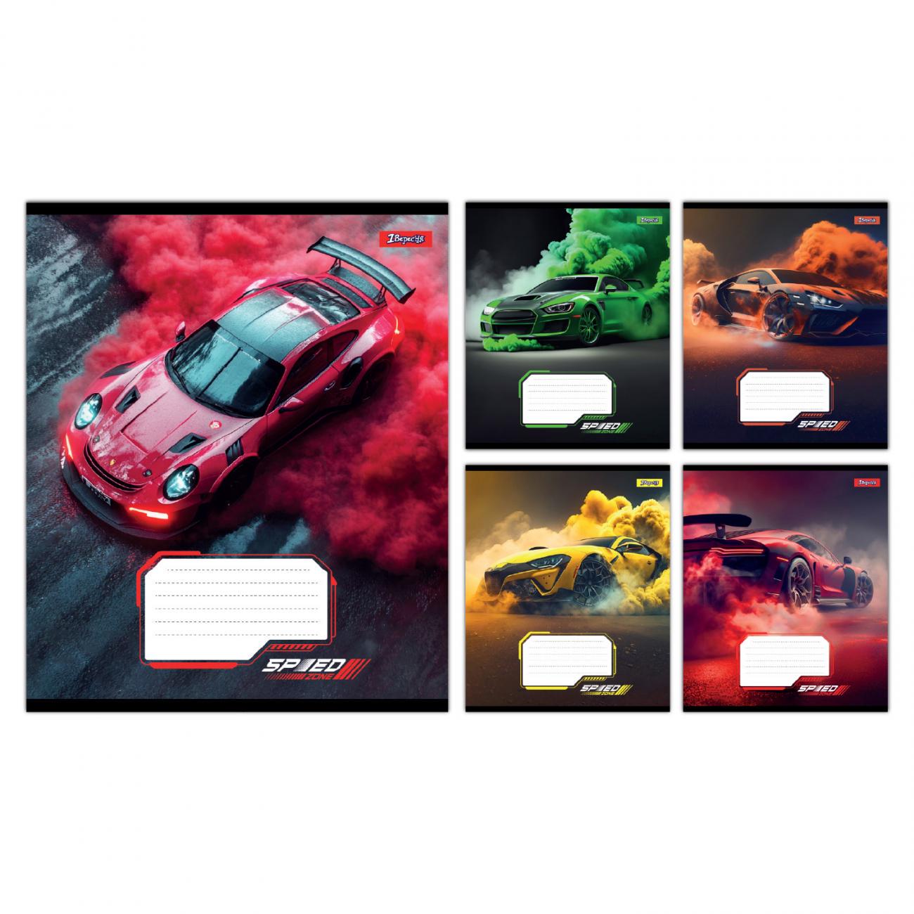 Зошити учнівські 1 вересня Speed 96 аркушів клітинка 5 шт. в упаковці