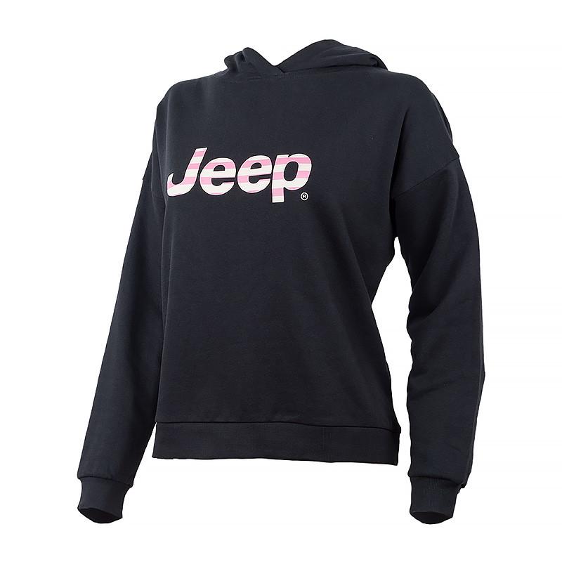 Худи женское JEEP HOODED CROPPED SWEATSHIRT Striped Print M Черный (O102609-B000 M)