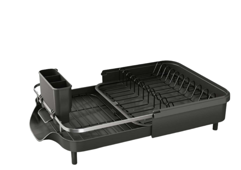 Сушарка для посуду на кухню трансформер-висувна з піддоном для води для посуду і столових приладів Чорний