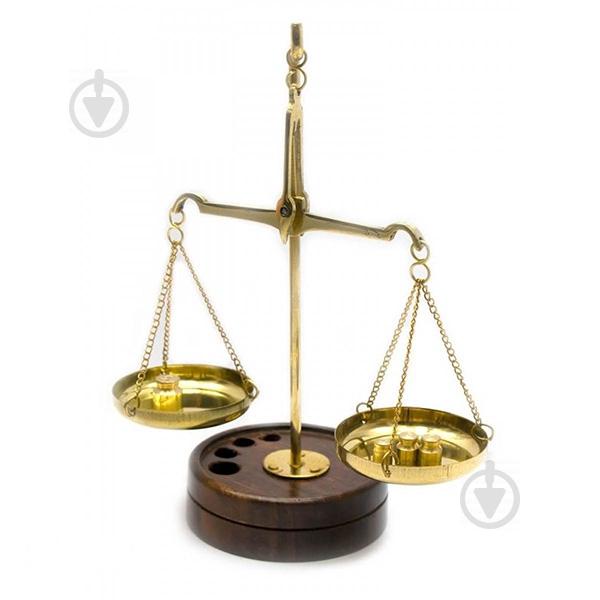 Весы бронзовые на деревянной подставке 15х6х9 см (DN24455)