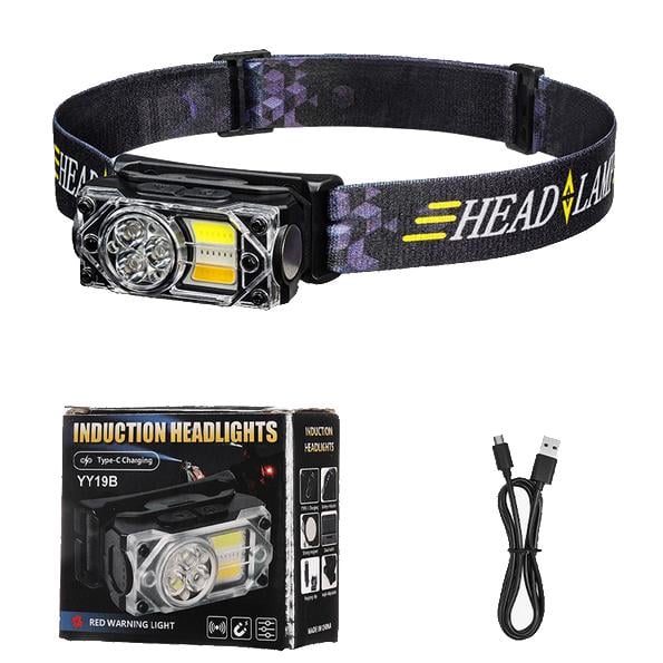 Фонарь налобный YY-19B-3SMD+2COB white/yellow/red Li-Ion/USB-C/Motion sensor/Power indicator/магнит/клипса Black - фото 3 Фонарь налобный YY-19B-3SMD+2COB white/yellow/red Li-Ion/USB-C/Motion sensor/Power indicator/магнит/клипса Black - фото 3