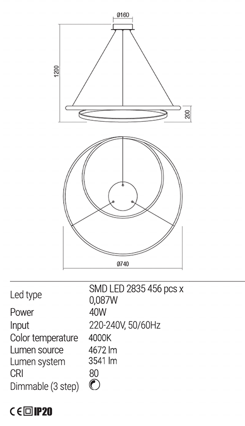 Світильник підвісний Redo TORSION SU LED 40 W D750 4000 K 4.1.2 Sand white (01-1890) - фото 3