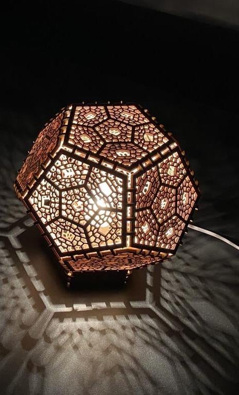 Ночник деревянный декоративный Додекаэдр 25х25 см Орех (SV-618)