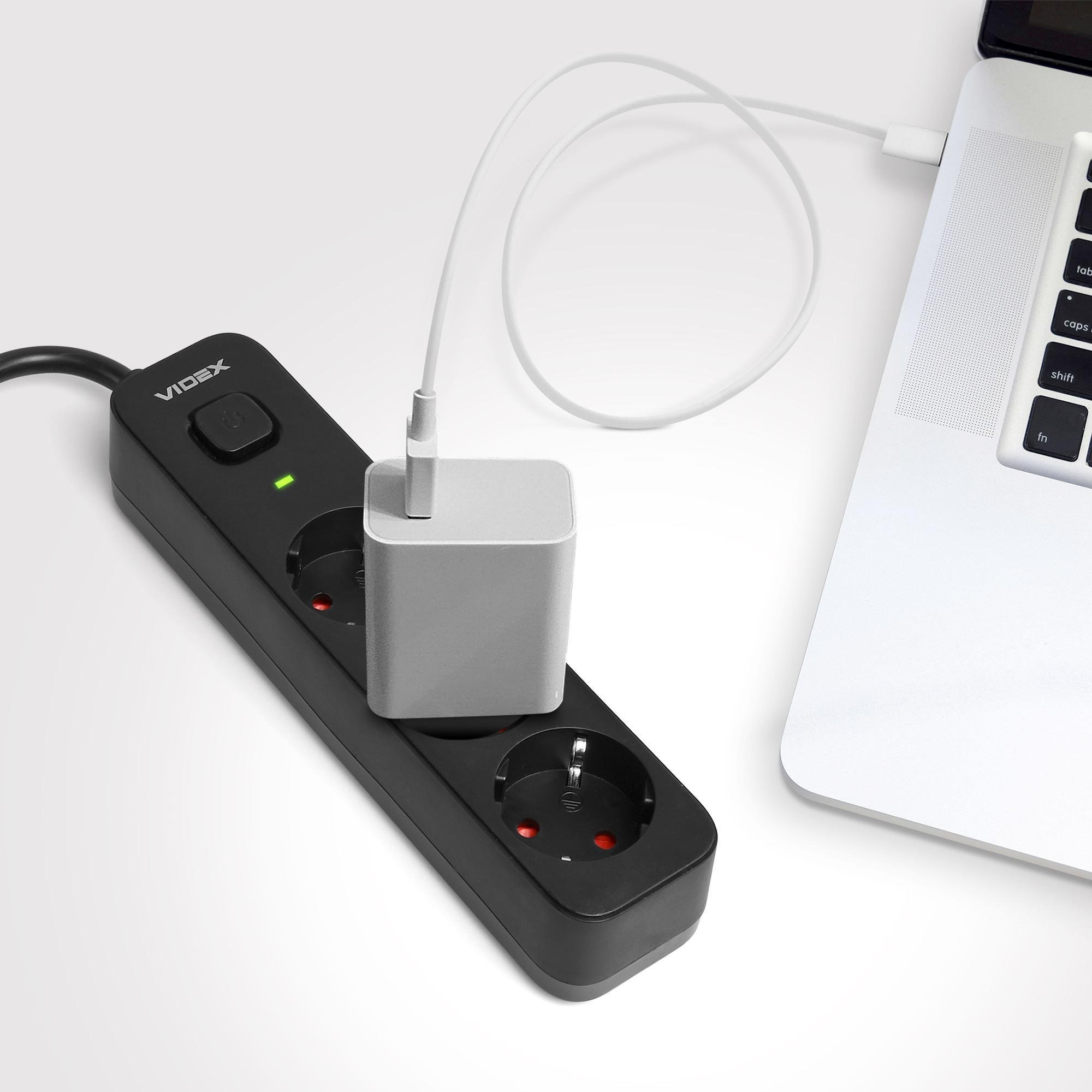 Удлинитель Videx ONCORD 3 гнезда с заземлением/кнопкой/шторками 3 м Черный (VF-PD33G-B) - фото 10