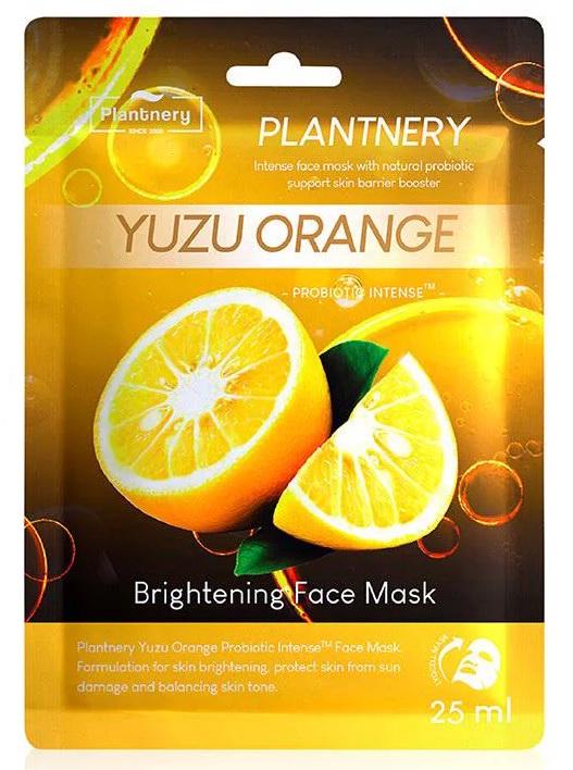 Маска для лица тканевая Plantnery Yuzu Orange Probiotic Intense Vit C для сияющей кожи 25 г (100133)