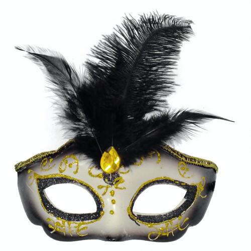 Маска Seta Décor Флоранс с пером (16-942BLK)