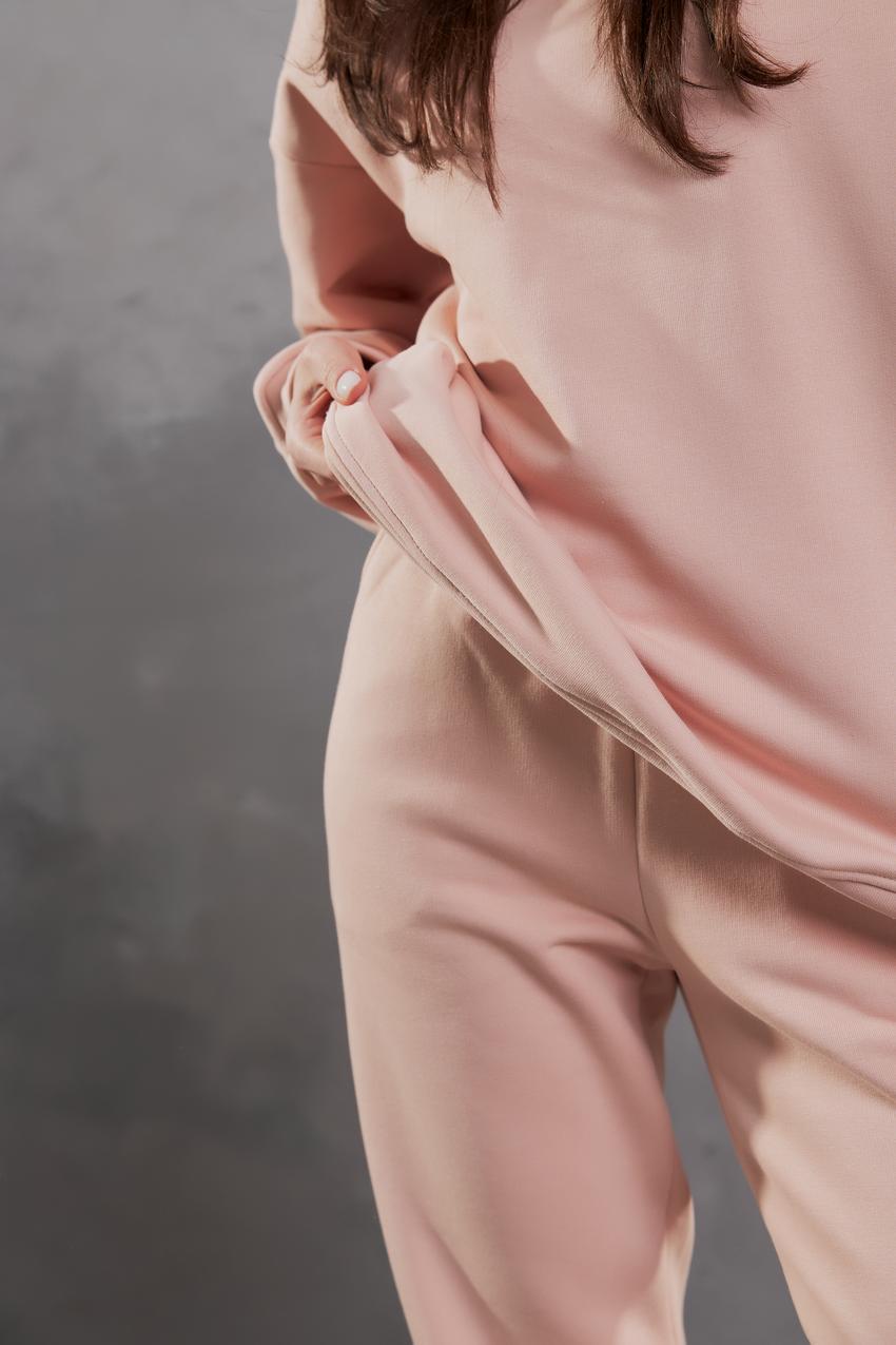 Спортивный костюм женский М123 со свитшотом и джогерами 3х-петля S Пудровый (539-1-60) - фото 5 Спортивный костюм женский М123 со свитшотом и джогерами 3х-петля S Пудровый (539-1-60) - фото 5