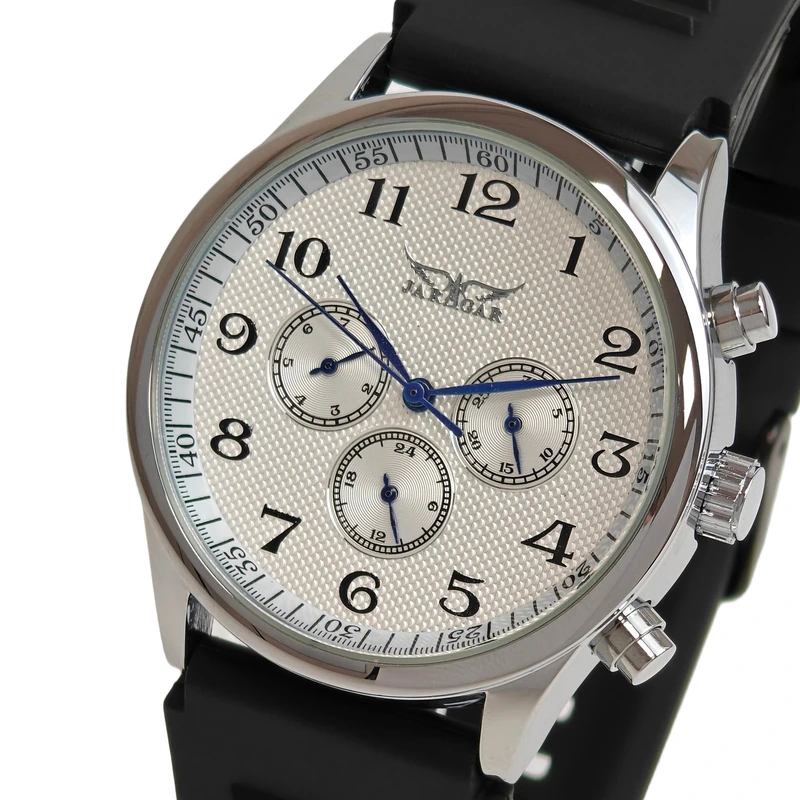 Годинник чоловічий механічний Jaragar Elite White Rubber 2 ремінці (24938)