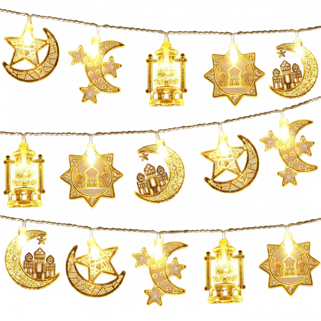 Гирлянда тематическая Eid Mubarak/Луна и Звезды 20 LED 2 м (9/884) Гирлянда тематическая Eid Mubarak/Луна и Звезды 20 LED 2 м (9/884)