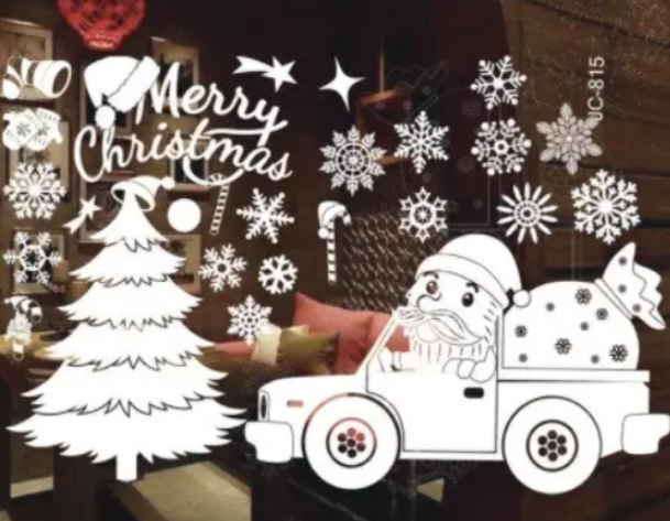 Наклейка новогодняя на окно Мerry Christmas 50х70 см Белый (JC-815)